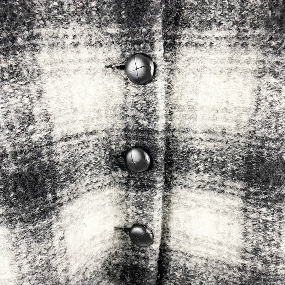 Isabel Marant Etoile Gabrie Plaid Checkered Wool Blend Coat Black White Large - Picture 4 of 9